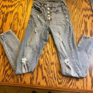 Areo Button  fly distress jeans slim fit size double zero